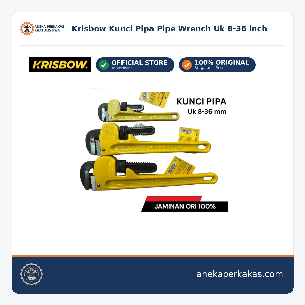 Krisbow Kunci Pipa Pipe Wrench Uk 8-36 inch — tersedia di Aneka Perkakas Pontianak