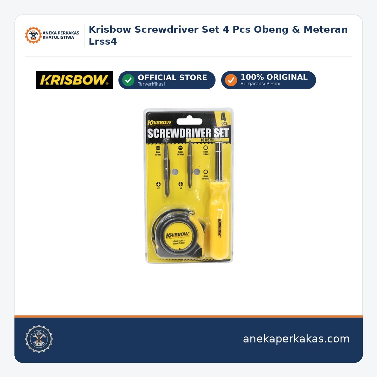 Krisbow Screwdriver Set 4 Pcs Obeng & Meteran Lrss4 — tersedia di Aneka Perkakas Pontianak