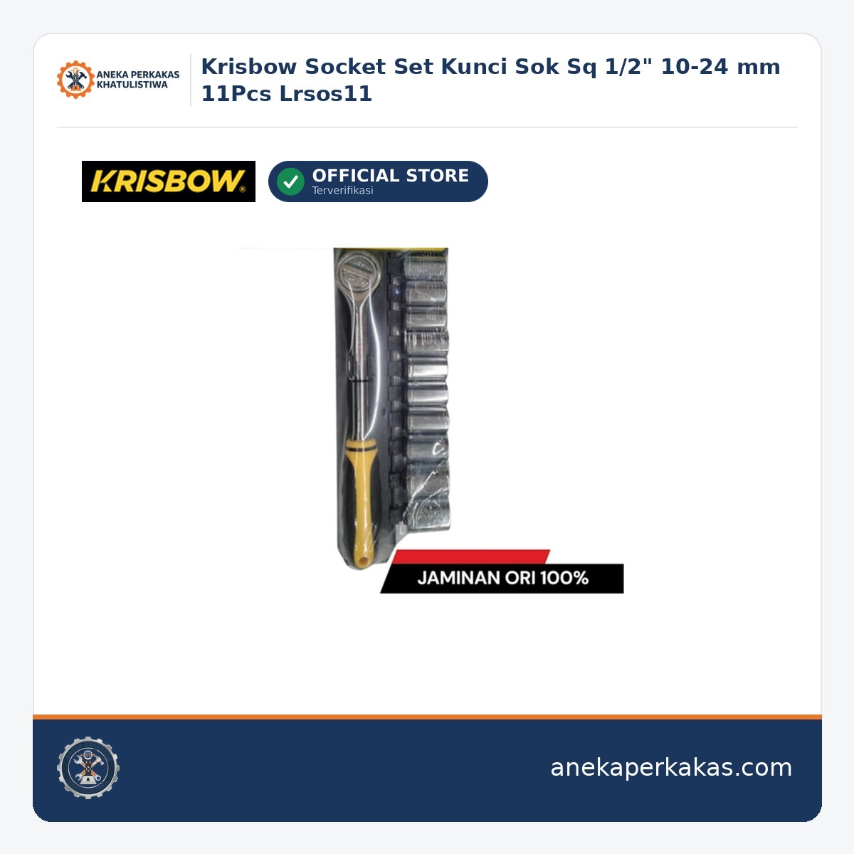Krisbow Socket Set Kunci Sok Sq 1/2" 10-24 mm 11Pcs Lrsos11 — tersedia di Aneka Perkakas Pontianak