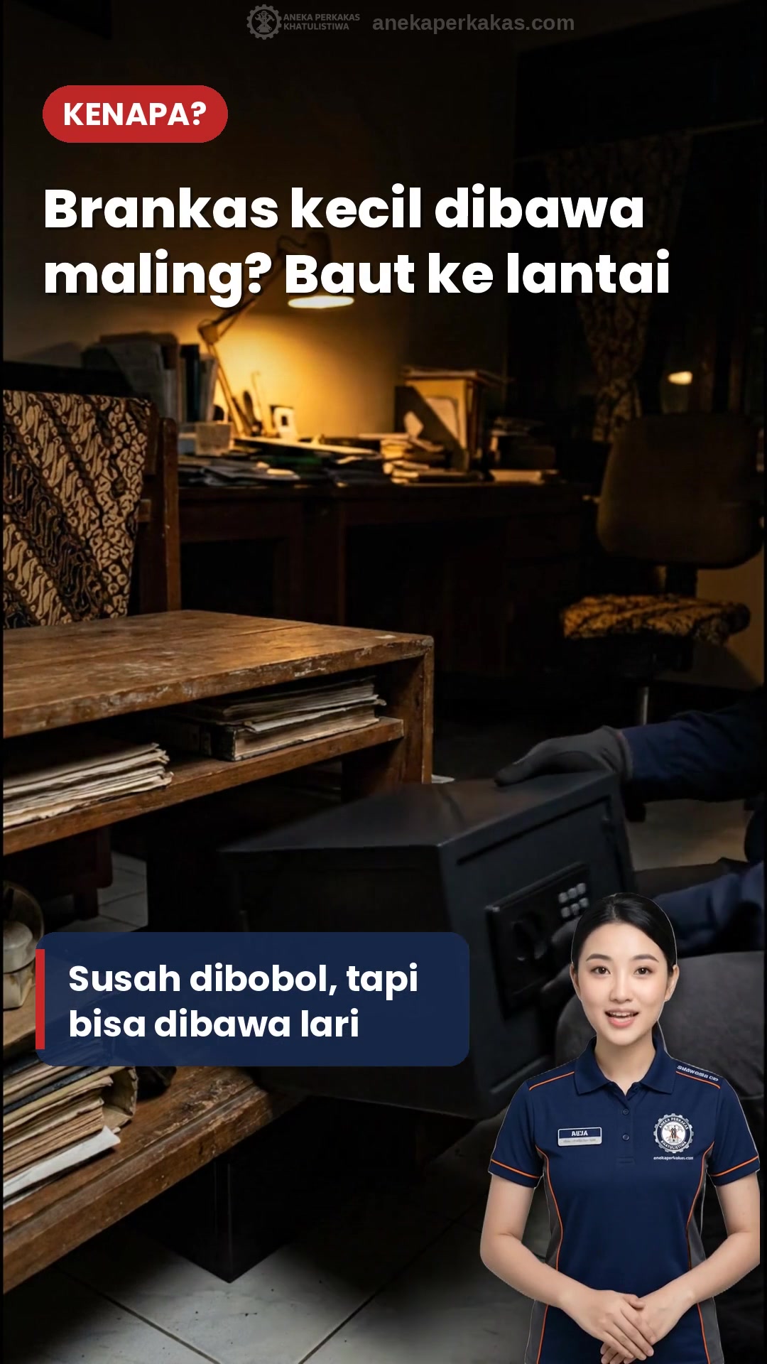 Brankas Kecil Dibawa Maling? Baut ke Lantai