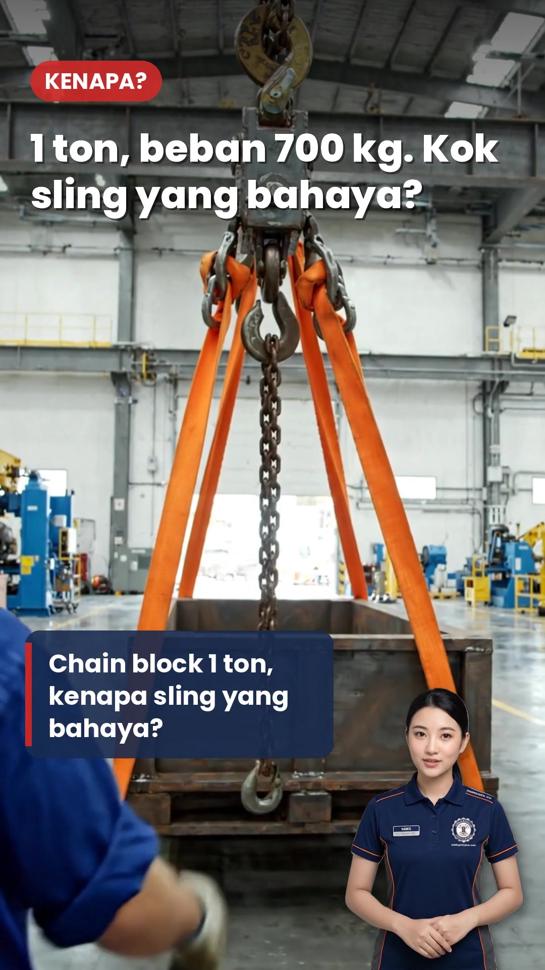 Chain Block 1 Ton, Beban 700 kg, Kok yang Bahaya Malah Sling-nya?