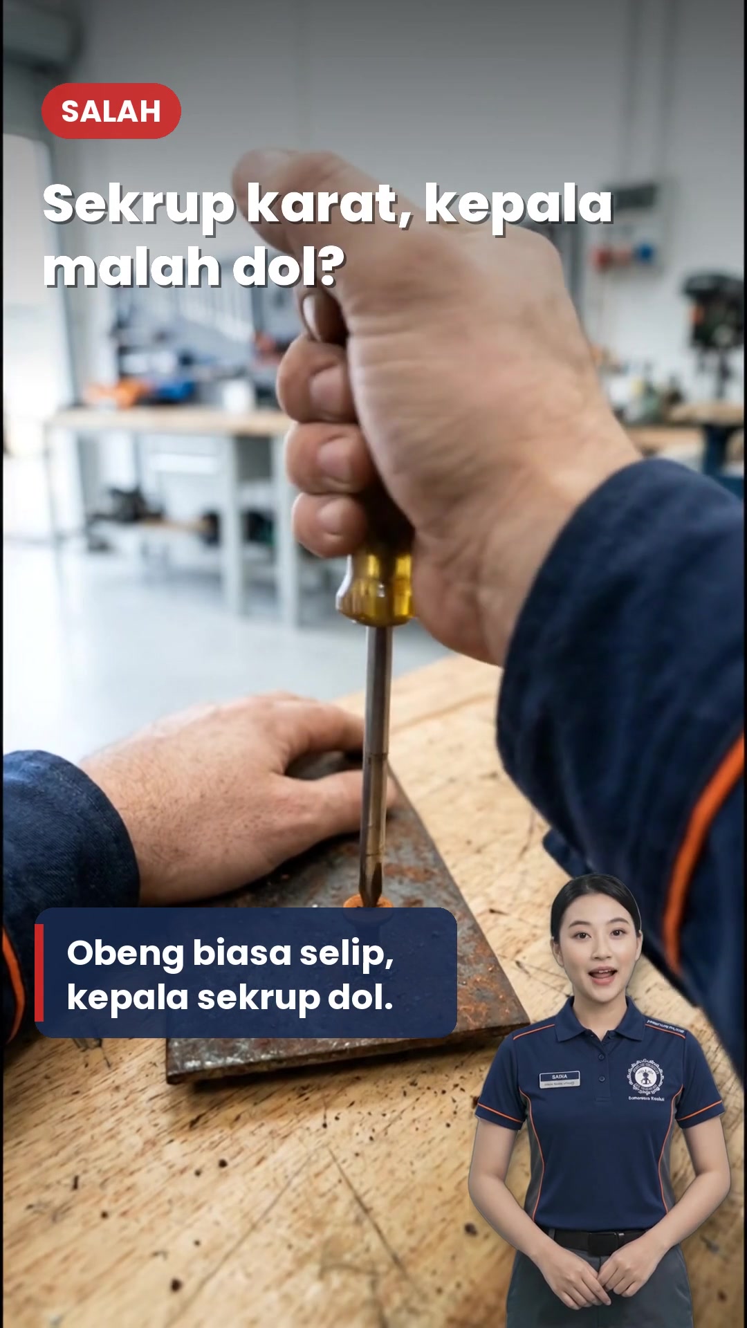 Cara Pakai Obeng Ketok untuk Sekrup Karat Supaya Kepala Tidak Dol