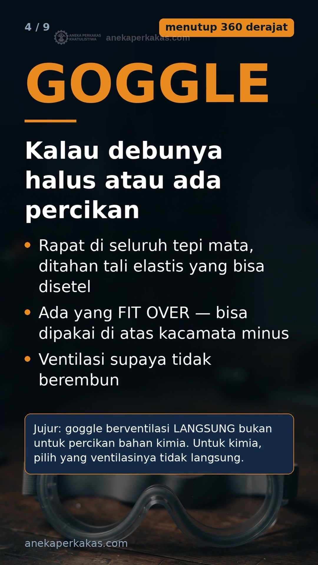 Pelindung mata: spectacle, goggle, kacamata las, dan face shield