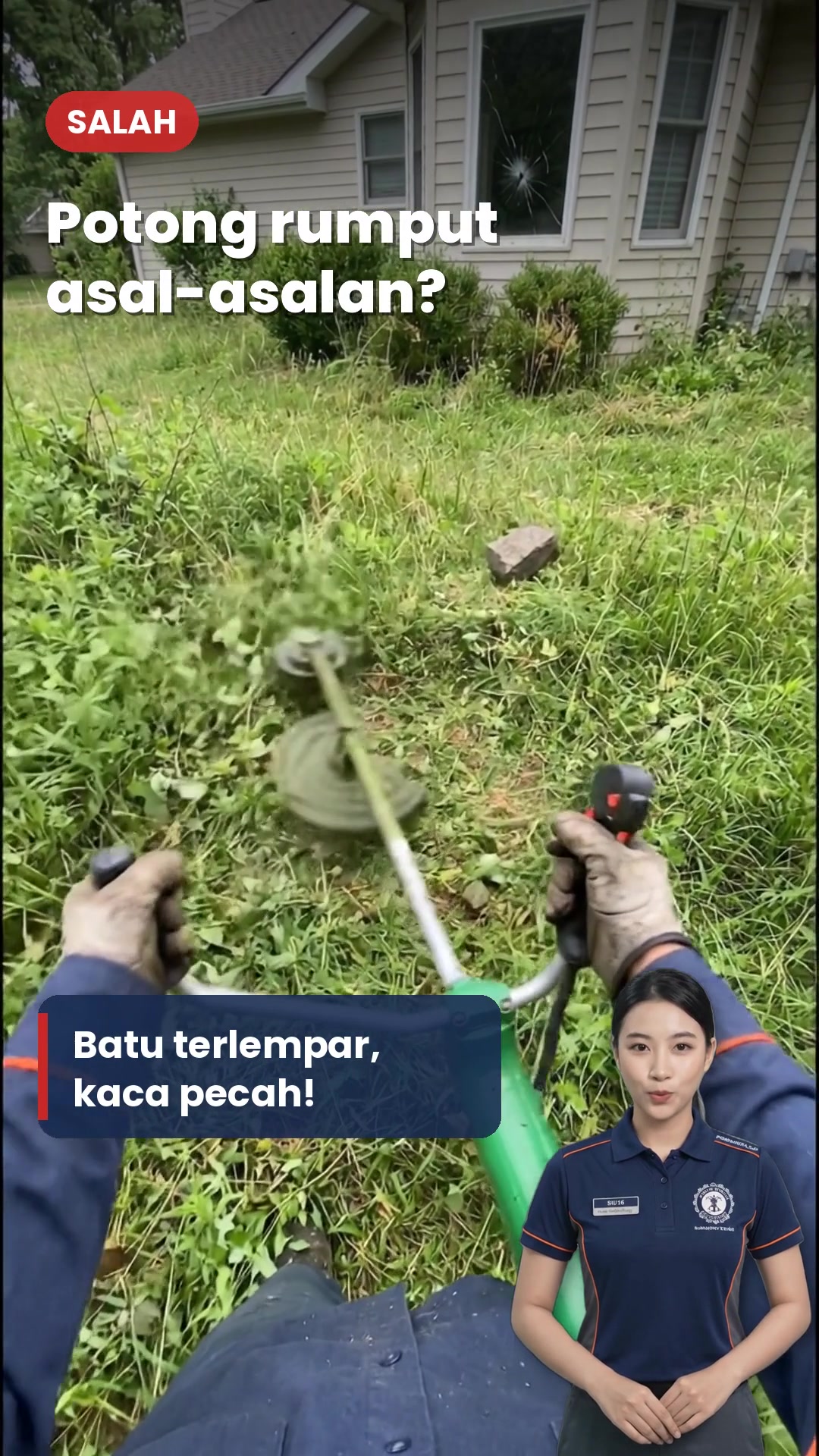 Cara Aman Pakai Mesin Potong Rumput Supaya Batu Tidak Terlempar